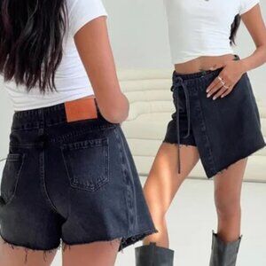 Size 4 Princess Polly Black Mini Denim Tie Front Skort